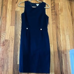 J. Crew navy shift dress.
